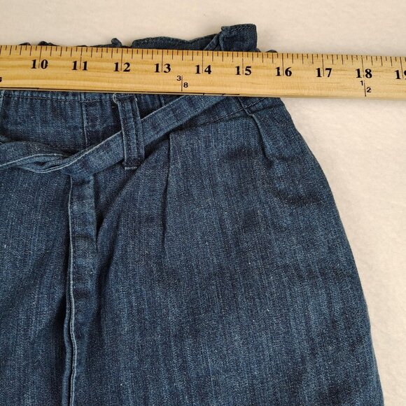 J Crew Paperbag Waist Pants Womens sz 8 Blue Denim Tie Belt - Picture 6 of 8